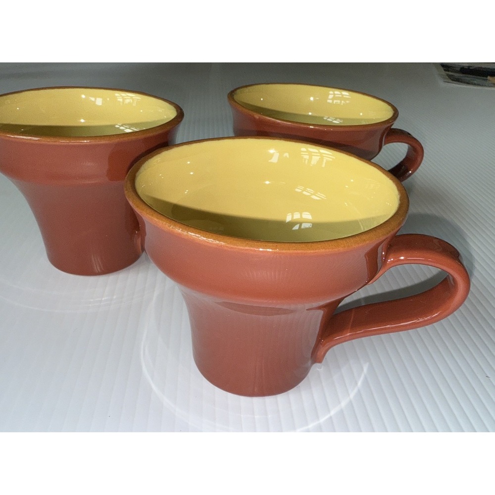 Set of 3 Vietri Cucina Fresca Ceramic Coffee Mugs Paprika Saffron Made In Italy